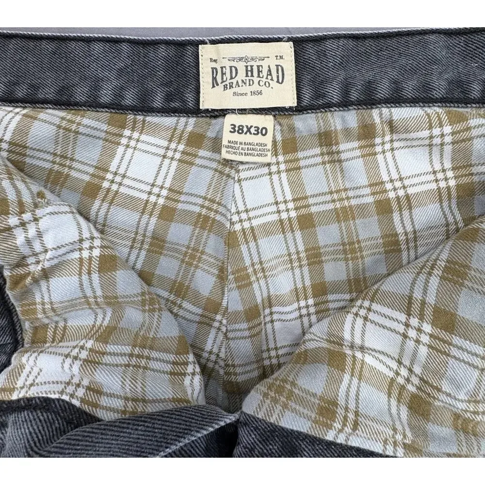 RedHead Flannel Lined Jeans Men's 38x30 Relaxed Fit Gray Washed Denim - Picture 7 of 10